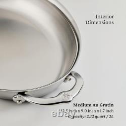 Provisions 2-Quart Stainless Steel Oval Au Gratin Dish Medium Clad Cookware