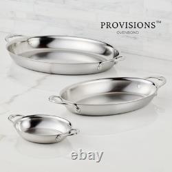 Provisions 2-Quart Stainless Steel Oval Au Gratin Dish Medium Clad Cookware
