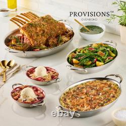 Provisions 2-Quart Stainless Steel Oval Au Gratin Dish Medium Clad Cookware