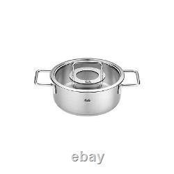 Pure Collection Stainless Steel 4.1 Quart Rondeau with Glass Lid