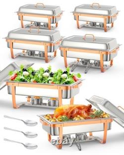 Quart Stainless Steel Chafing Dish Set 6-Piece Rectangle Buffet Warmers