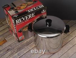 REVERE WARE 8 Quart Stock Pot with Lid Clinton IL Stainless Steel Copper With Box REVERE WARE 8 Quart Stock Pot with Lid Clinton IL Stainless Steel Copper With Box