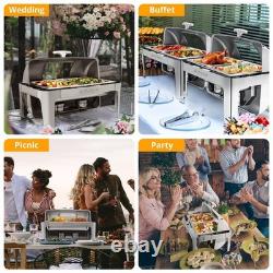 ROVSUN Roll Top Chafing Dish 9 Quart Rectangular Stainless Steel 2 Half Size