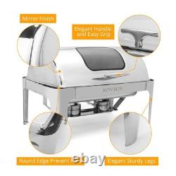 ROVSUN Roll Top Chafing Dish 9 Quart Rectangular Stainless Steel 2 Half Size