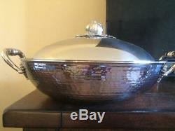 RUFFONI Hammered Stainless Steel 4 3/4 quart WOK w Tomato Finial NEW no box