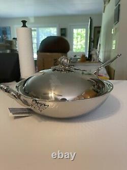 RUFFONI Hammered Stainless Steel Covered Chefs Pan with Pumpkin Knob 4-Quart