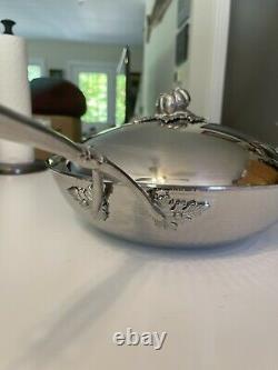 RUFFONI Hammered Stainless Steel Covered Chefs Pan with Pumpkin Knob 4-Quart