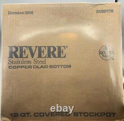 Revere Ware 1801 12 Qt Quart Copper Bottom Covered Stock Pot