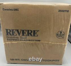 Revere Ware 1801 12 Qt Quart Copper Bottom Covered Stock Pot