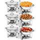 Round 6 Pack Chafing Dish 5 Quart Stainless Steel Full Size Tray Buffet Catering