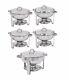 Round Chafing Dish Buffet Chafer Warmer Set Withlid 5 Quart, Stainless Steel 5-pack