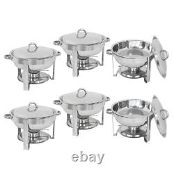 Round Chafing Dish Buffet Chafer Warmer Set withLid 5 Quart, Stainless Steel 6-Pack
