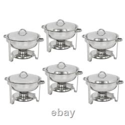Round Chafing Dish Buffet Chafer Warmer Set withLid 5 Quart, Stainless Steel 6-Pack