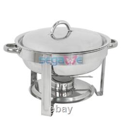 Round Chafing Dish Buffet Chafer Warmer Set withLid 5 Quart, Stainless Steel 6-Pack