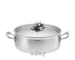 Ruffoni Opus Prima 5 Quart Braiser Hammered Stainless Steel Garlic Pepper NIB