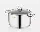 Saflon Stainless Steel Tri-ply Bottom Stock Pot With Glass Lid (8 Quart)