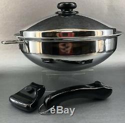 Saladmaster 5 Quart Wok Pan 316ti Titanium Stainless Vapo Lid Handles Cookware