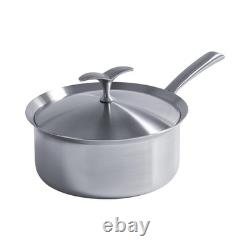 Saucepan with Lid 5-Ply Stainless Steel Sauce Pans, 3 Quart Small Pot for Sau