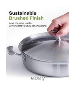 Saucepan with Lid 5-Ply Stainless Steel Sauce Pans, 3 Quart Small Pot for Sau