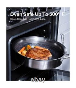 Saucepan with Lid 5-Ply Stainless Steel Sauce Pans, 3 Quart Small Pot for Sau