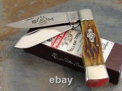 Schatt & Morgan 042104 Worm Groove Bone Quart Gunstock Pocket Knife, Ats34