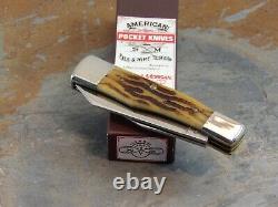 Schatt & Morgan 042104 Worm Groove Bone Quart Gunstock Pocket Knife, Ats34