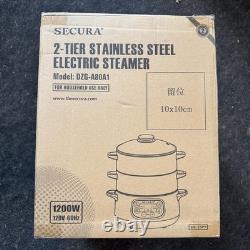 Secura Electric Food Steamer, 1200W Stainless Steel Digital Steamer 8.5 Quart