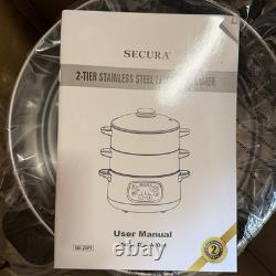Secura Electric Food Steamer, 1200W Stainless Steel Digital Steamer 8.5 Quart