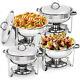 Set Of 4 Round Chafing Dish 5 Quart Stainless Steel Tray Buffet Catering