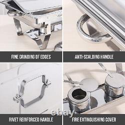 Set of 4 Stainless Steel 9.5 Quart Chafing Dish Buffet Set Food Warmer Foldable