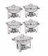 Set Of 5 Round 5 Quart Chafing Dish Catering Stainless Steel Banquet Buffet Tray