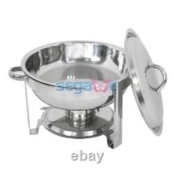 Set of 5 Round 5 Quart Chafing Dish Catering Stainless Steel Banquet Buffet Tray