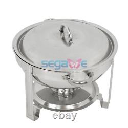 Set of 5 Round 5 Quart Chafing Dish Catering Stainless Steel Banquet Buffet Tray