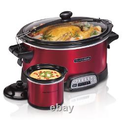 Slow Cooker 7 Quart Programmable With Party Dipper Lid Easy Clean Dishwasher Red