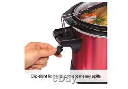 Slow Cooker 7 Quart Programmable With Party Dipper Lid Easy Clean Dishwasher Red