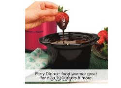 Slow Cooker 7 Quart Programmable With Party Dipper Lid Easy Clean Dishwasher Red