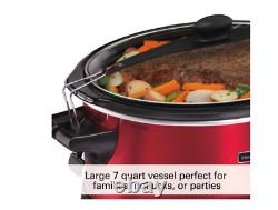 Slow Cooker 7 Quart Programmable With Party Dipper Lid Easy Clean Dishwasher Red