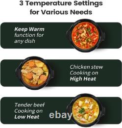 Small Slow Cooker 2-Quart Stainless Steel Ceramic Pot with Free Liners Black