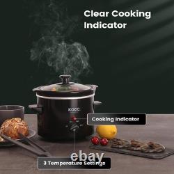 Small Slow Cooker 2-Quart Stainless Steel Ceramic Pot with Free Liners Black