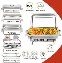 Sophisticated 4 Pack Chafing Dishes 9 Quart Stainless Steel Buffet Set