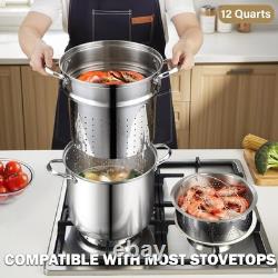 Stainless Steel 12 Quart Pasta Pot Set with Strainer Insert & Lid 4 Pieces