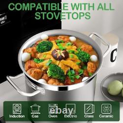 Stainless Steel 20 Quart with Tempered Glass Lid, 3-Ply Base, 8.8 Lbs, Polished