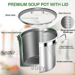 Stainless Steel 20 Quart with Tempered Glass Lid, 3-Ply Base, 8.8 Lbs, Polished
