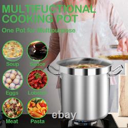 Stainless Steel 20 Quart with Tempered Glass Lid, 3-Ply Base, 8.8 Lbs, Polished