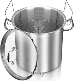 Stainless Steel 20 Quart with Tempered Glass Lid, 3-Ply Base, 8.8 Lbs, Polished