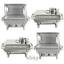 Stainless Steel 4Pack 8 Quart Rectangular Chafing Dish Full Size Buffet Catering
