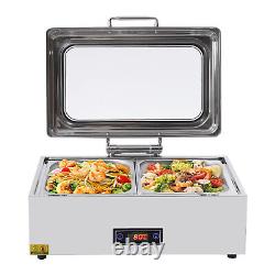Stainless Steel 9 Quart 500W Commercial Food Warmer 2-Pan Buffet Food Warmer