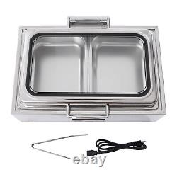 Stainless Steel 9 Quart 500W Commercial Food Warmer 2-Pan Buffet Food Warmer