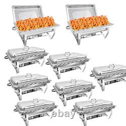 Stainless Steel Buffet Chafer Set Chafing Dish Kit with 8 Quart Food Pan silver