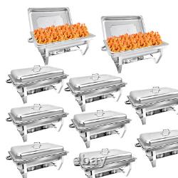 Stainless Steel Chafer Set Buffet Chafing Dishwith 8 Quart Food Pan silver Kit